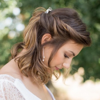 "Rosa" Boucles d'oreilles de mariée pendantes et perles nacrées