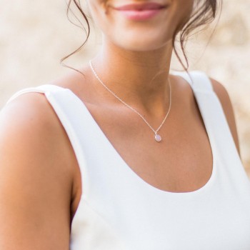 Collier en argent et petit pendentif quartz rose