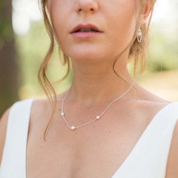 "Fedora" Collier de mariée avec trois perles nacrées