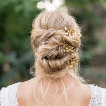 "Celina" Trio de peignes estampes fleuries pour coiffure de mariée