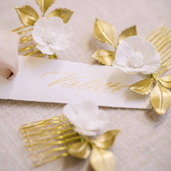 "Adelia" Trio de peignes fleurs de coquelicots pour coiffure de mariée
