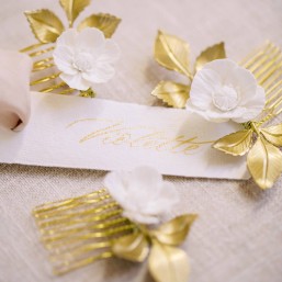 "Adelia" Trio de peignes fleurs de coquelicots pour coiffure de mariée