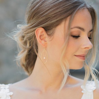 "Angelina" Boucles d'oreilles de mariée pendentifs ovales et zircons