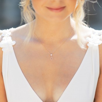 "Olga" Collier de mariée avec pendentifs en zircon et petit bijou de dos intégré