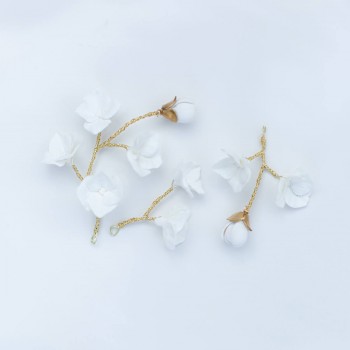 "Siena" Ornements pour coiffure de mariée fleurs en porcelaine