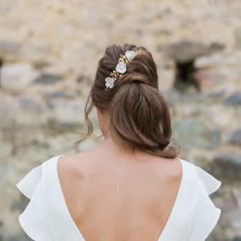 "Clea" Trio de pics fleuris pour coiffure de mariée