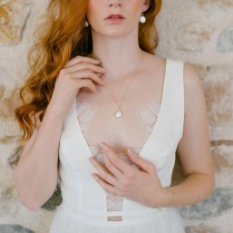"Simona" Collier de mariée pendentif perle d'eau douce 