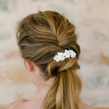 "Malena" Ornement de coiffure de mariée feuilles et fleurs de lilas