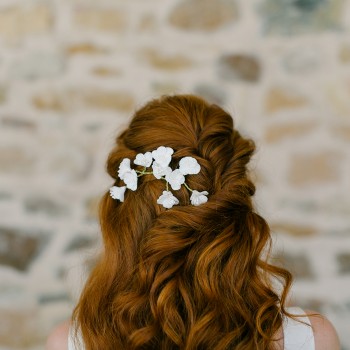"Savana" Ornement pour coiffure de mariée fleurs en porcelaine