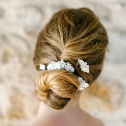 "Malena" Pics et ornement pour coiffure de mariée feuilles et fleurs de lilas