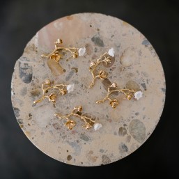 "Carmina" Ornements pour coiffure de mariée branches de magnolia dorées