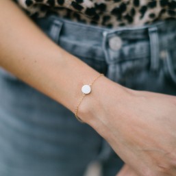 "Ondina" Bracelet de mariée perle plate en porcelaine