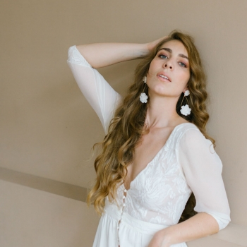 "Bella" Boucles d'oreilles pendantes jolies fleurs en porcelaine