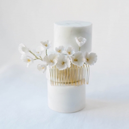 "Oriana" Peigne de mariée multitude de fleurs en porcelaine