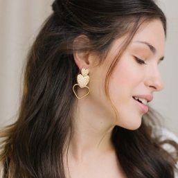 "Cuore" Boucles d'oreillles de mariée coeurs entrelacés