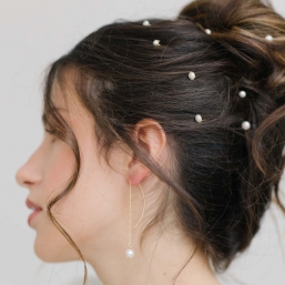 "Mariella" Pics perlés pour coiffure de mariée avec cabochons nacrés