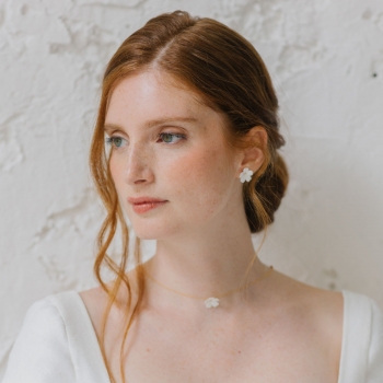 "Diana" Boucles d'oreilles de mariée avec fleurs de porcelaine