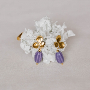 "Solea" Boucles d'oreilles fleuries avec perles ovales en céramique 