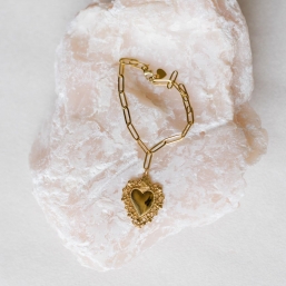 "Coeur sacré" Bracelet doré avec ex-voto (et autres breloques à composer)
