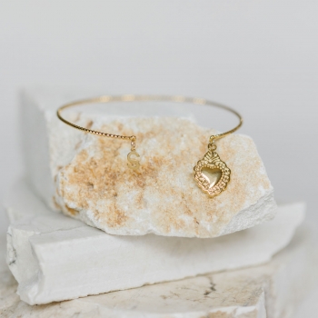 "Trésor" Bracelet jonc torsadé avec lettre et breloque personnalisables